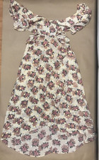 Nasty Gal Floral Gold Speckle Open Back Maxi Dress Cream UK 8 (120523tji)