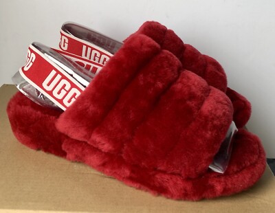 UGG Women's Fluff Yeah Slide Slipper Ribbon Red Size US