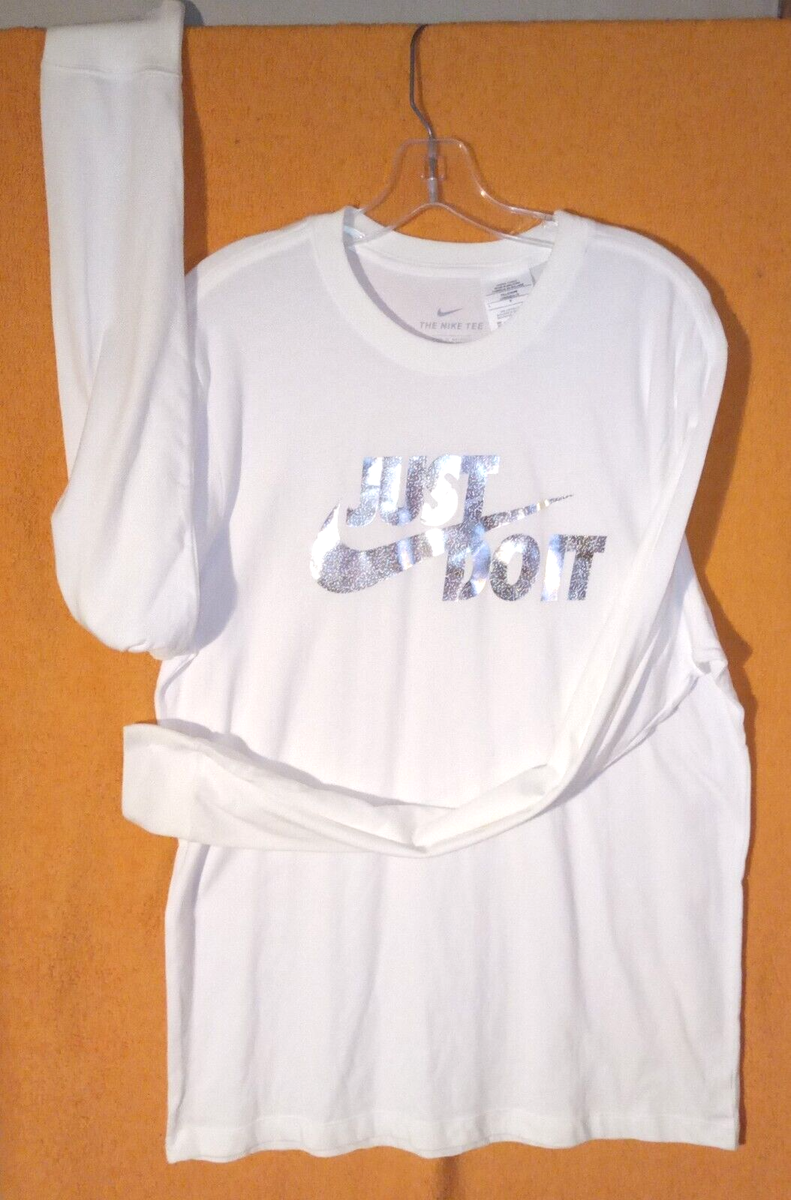 Nike Men's white long sleeve shirt, Just Do It, size: L, New with