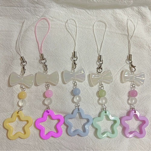 Eye Catching Phone Strap Bowknot Phone Lanyard Keychain Y2k Beaded Phone Charm - Photo 7 sur 10