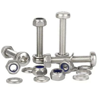 BOLT BASE M2 M2.5 M3 A2 Stainless Steel Pozi Pan Head Machine Screws Nyloc Nuts & Washers