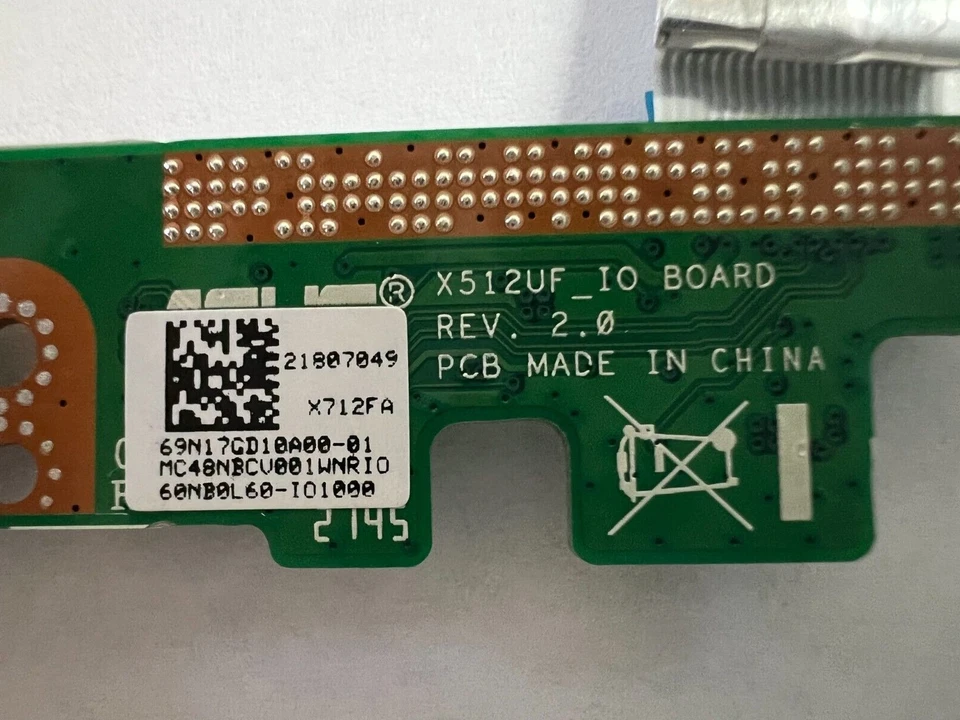 Genuine ASUS K712E-WH34 Laptop USB Board w/Cable 69N17GD10A00-01 60NB0L60-I01000 - Image 2 of 4