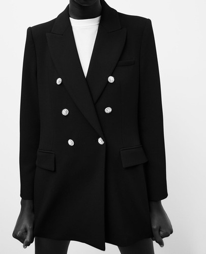 Zara Black Double Breasted Jewel Button 