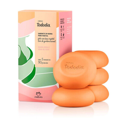 Natura - Tododia - Sabonete em Barra Vegetal Manga Rosa e Agua de Coco 5 x 90Gr