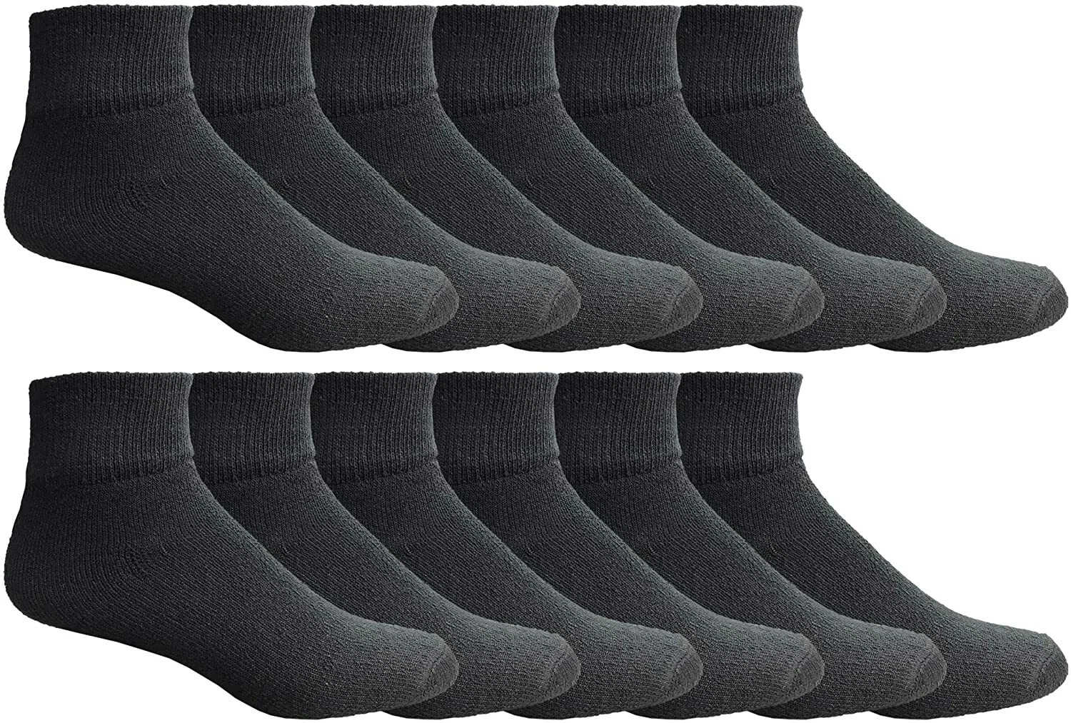 12 Pairs of Mens Premium Cotton Quarter Ankle Sport Socks Size 10-13 Black
Opens in a new window or