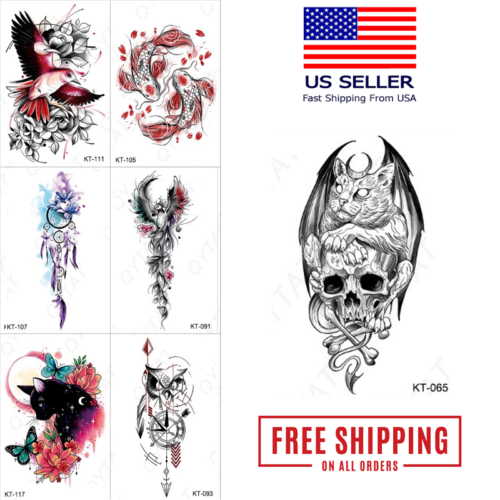 Temporary Tattoos Body Arm Tattoo Sticker Half Sleeve Fake Waterproof - Picture 29 of 43