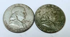 FRANKLIN SILVER HALVES LOT OF 2 - 90% SILVER COINS FREE SHIPPING #8619