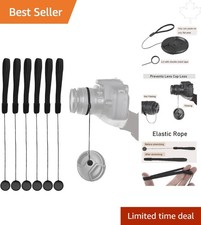 Elastic Lens Cap Keeper Cords - 6 Pack Anti-Loss Tethers for DSLR Cameras