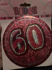 60 Today Badge Pink  Birthday