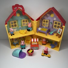 Peppa Pig Deluxe Fold N Go House Playset 17 Pc Lot Figures Furniture Dollhouse