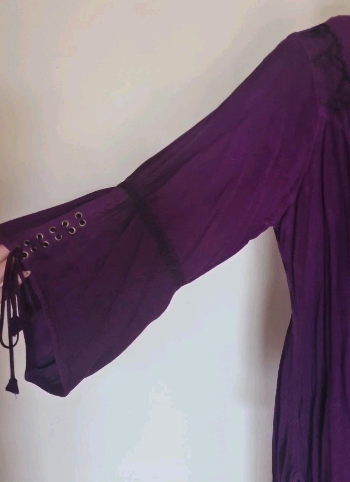 Holy Clothing Purple Passion Lace Up Renaissance Gypsy Bohemian Hippie Top XL/1X - image 4 of 4