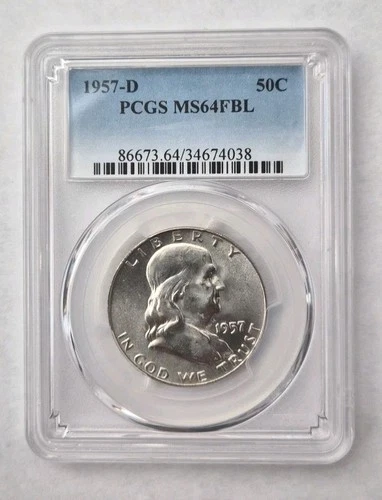 1957 D Franklin Half Dollar PCGS MS64 FBL