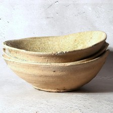 Antique Japanese Fused Yama Chawan 3 Bowls Kosei Sanage Tradition Heian Kamakura
