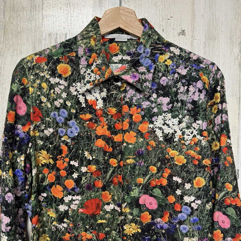 Camisa con botones de seda de sauce Stella McCartney estampado floral multicolor talla 10 Foto 3 de 4