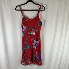 New Old Navy Mini Dress Women's Medium Red Floral Smocked Sleeveless
