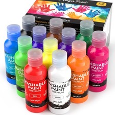 12Colors Washable Finger Paint Set(2 oz, 60ml) Non-Toxic For Preschool Learning