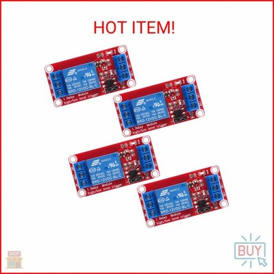 AEDIKO 4pcs DC 12V Relay Module 1 Channel Relay Board with Optocoupler Isolation