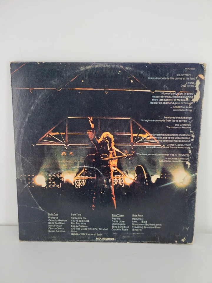 1972 Neil Diamond Hot August Night MCA-8000 Record Album 12” Missing Vinyl 2 3 - Imagem 3 de 4