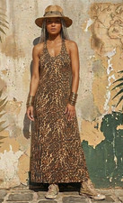 Denim & Supply Ralph Lauren RL Tank Dress Womens L Leopard Lightweight Maxi