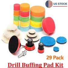 29pcs 1/2/3" Drill Buffing Pads Kit Foam Polishing Wool Sponge Pad + M14 Adapter
