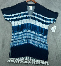 Michael Kors Caftan Cover Up NWT Womens Medium Boho Blue Swim Cover Up Tie Dye