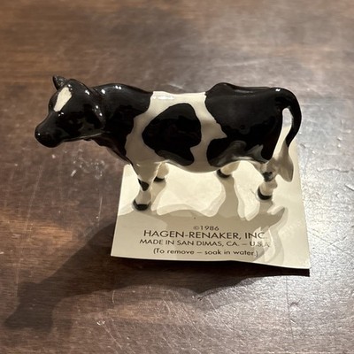 Hagen Renaker Figurine ~ Holstein Bull  ~ Miniature On Original Card 1986
