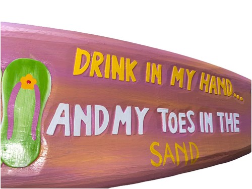 39" DRINK IN MY HAND ZEHEN IM SAND SCHILD WANDKUNST TIKI DEKOR TROPISCHES DEKOR - Bild 2 von 3