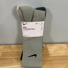Nike Everyday Plus DRI-FIT Crew Socks 3 Pack Green Brown Mens 8-12 Womens 10-13