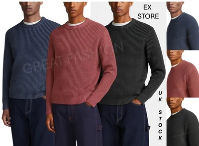 Mens Jumper Pull Over Chunky Knit Sweater Thick Winter ZARA EX STORE NEW