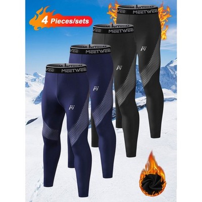 4er Pack Herren Thermo Leggings Unterhose Hose Pants Warm Unterwäsche Baselayer