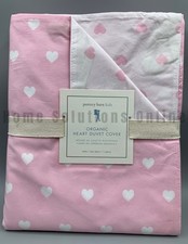 Pottery Barn Kids Heart Organic Percale Reversible Duvet Light Pink Twin B8019