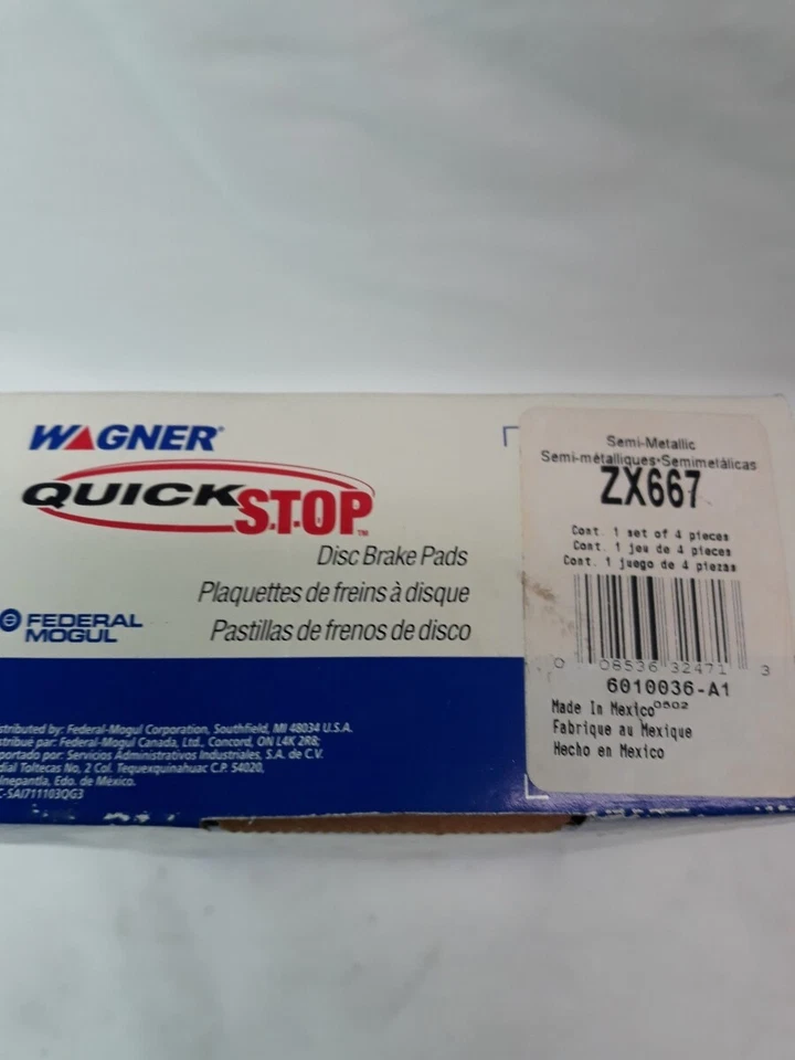 NUEVO WAGNER QUICK STOP PASTILLAS DE FRENO DE DISCO SEMIMETÁLICAS Ref# ZX667 Foto 3 de 4