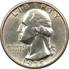 1935-S Washington Quarter 25C, Uncirculated BU, Cleaned