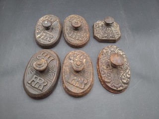 Lot Of 6 Antique Iron Paper Weights: Pennsylvania Railroad Unbranded. MG
