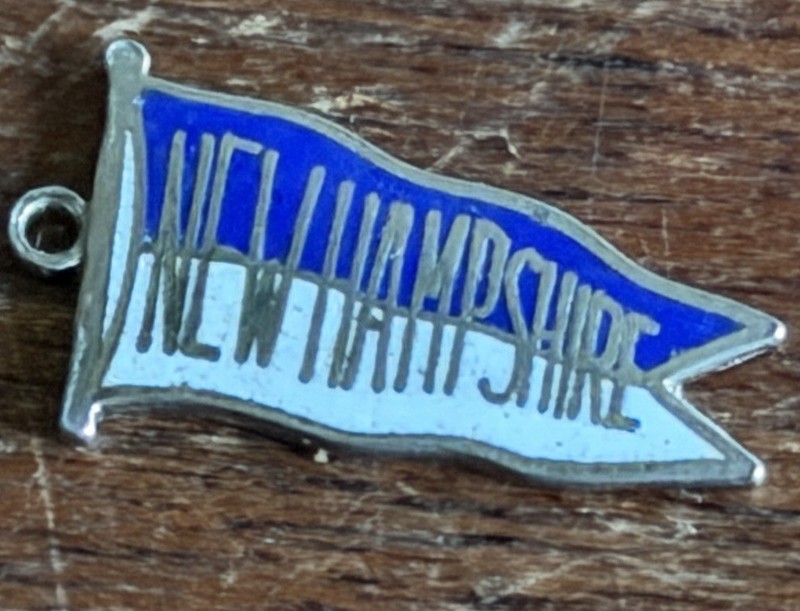 Vintage NEW HAMPSHIRE Sterling Silver ENAMEL Pennant Flag Charm
