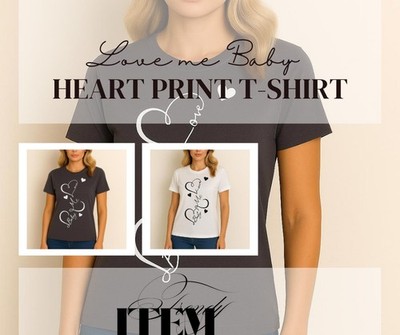 Damen Kurzarm Love Me Baby Herz bedruckt T-Shirt Frauen Freizeit T-Shirt Oberteil