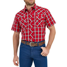 Wrangler Short Sleeve Western Shirt Red Plaid XL