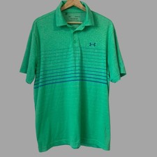 Under Armour Mens's Large The Playoff Polo Heatgear Mint Green Blue Heathered