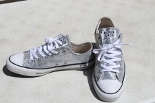 Converse Chuck Taylor All Star Ox Low Top Sneaker Silver Glitter Men 7 Women 9