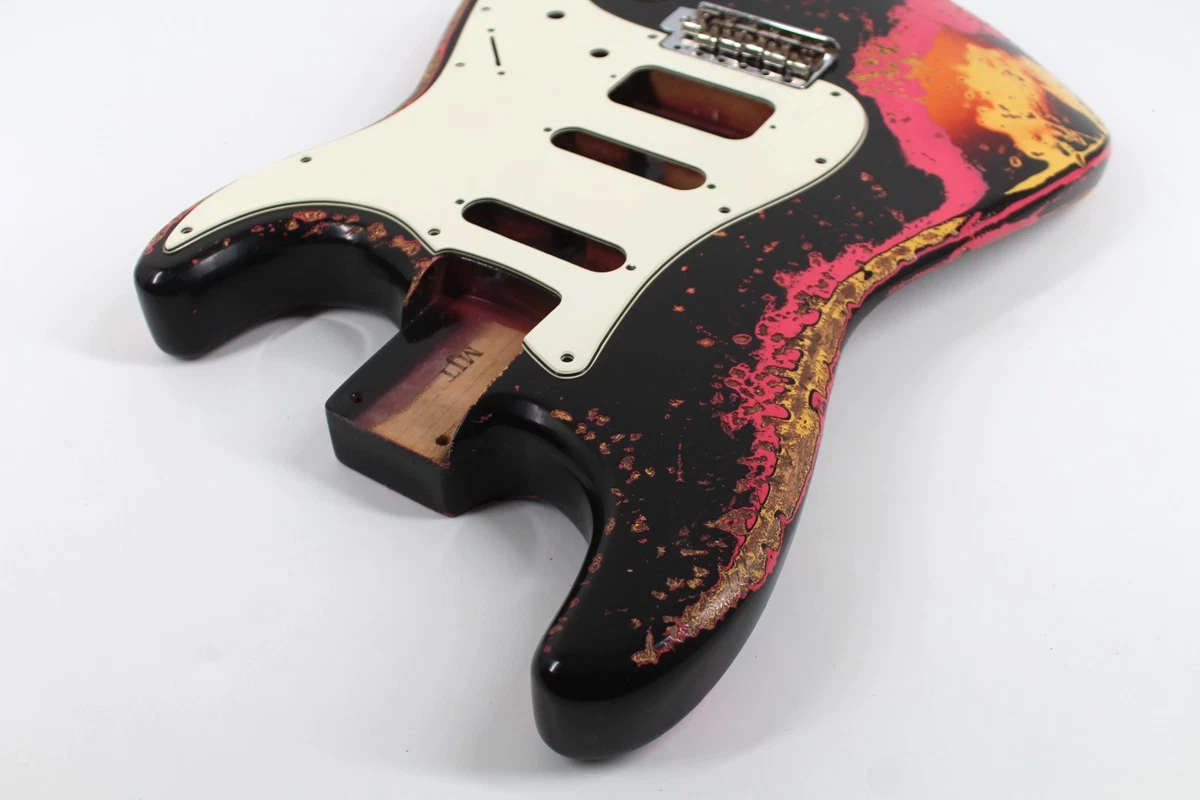 MJT OfficialCustom Vintage Aged Nitro Guitar Body MarkJenny VTS Black Pink Burst