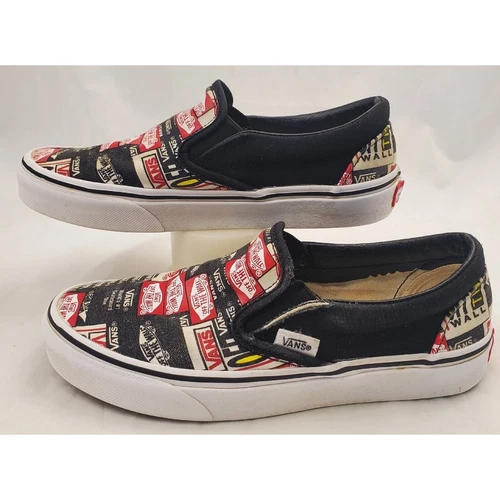 Vans Classic Slip On Label Mix Sneaker in Tela Nero Bianco Uomo 4 5 Donna 6