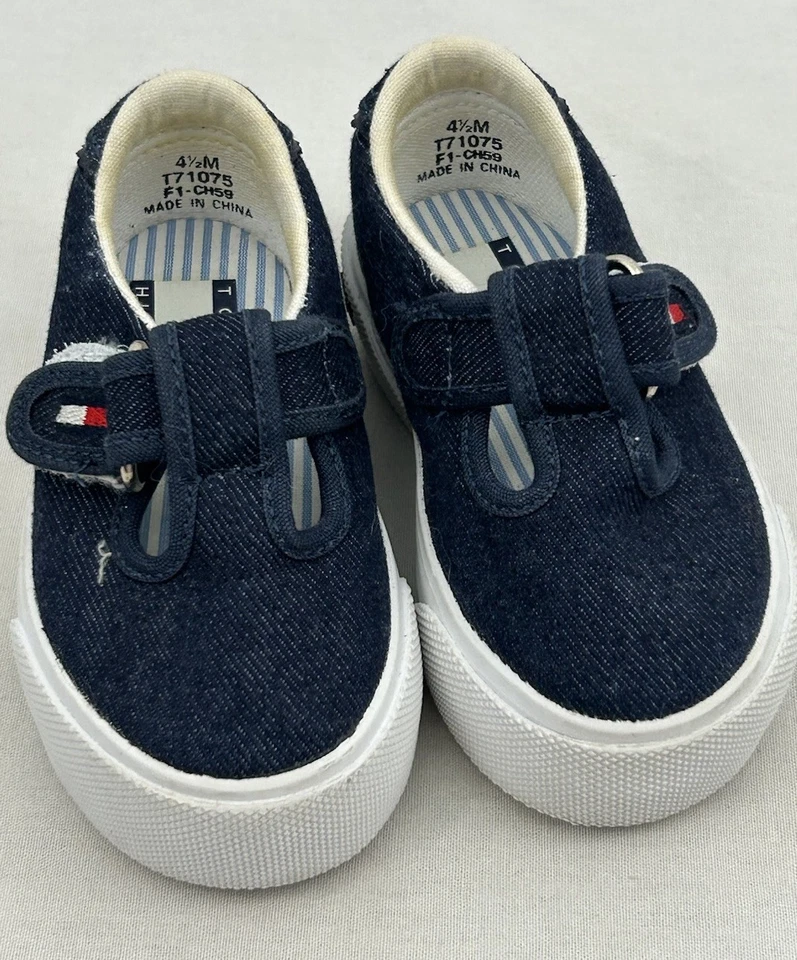 Tommy Hilfiger ребенка ясельного возраста девочек размер 4,5 М туфли темно-синий джинсовой ткани Мэри Джейн кроссовки - Изображение 2 из 4