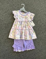 NWT Boutique 7-8 Purple Floral short set new