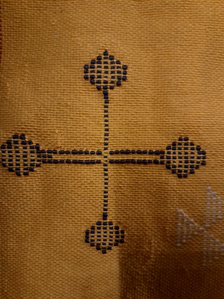 Moroccan Handmade Cactus Silk 21"X 20'' Sabra Pillow Cusion Yellow Embroidered - Image 3 of 4