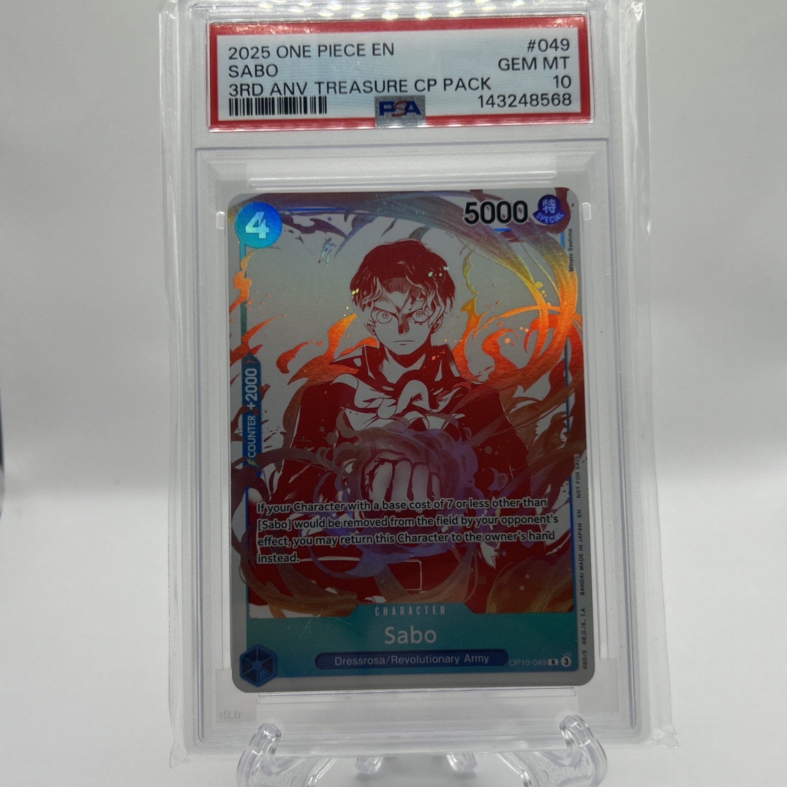 2025 ONE PIECE 3RD ANV! ONE PIECE CARD TREASURE CAMPAIGN PACK #049 SABO PSA 10 view 2
