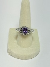    Women  s Size 7 Sterling Silver 925 FAS Ring Oval Amethyst Purple Stone