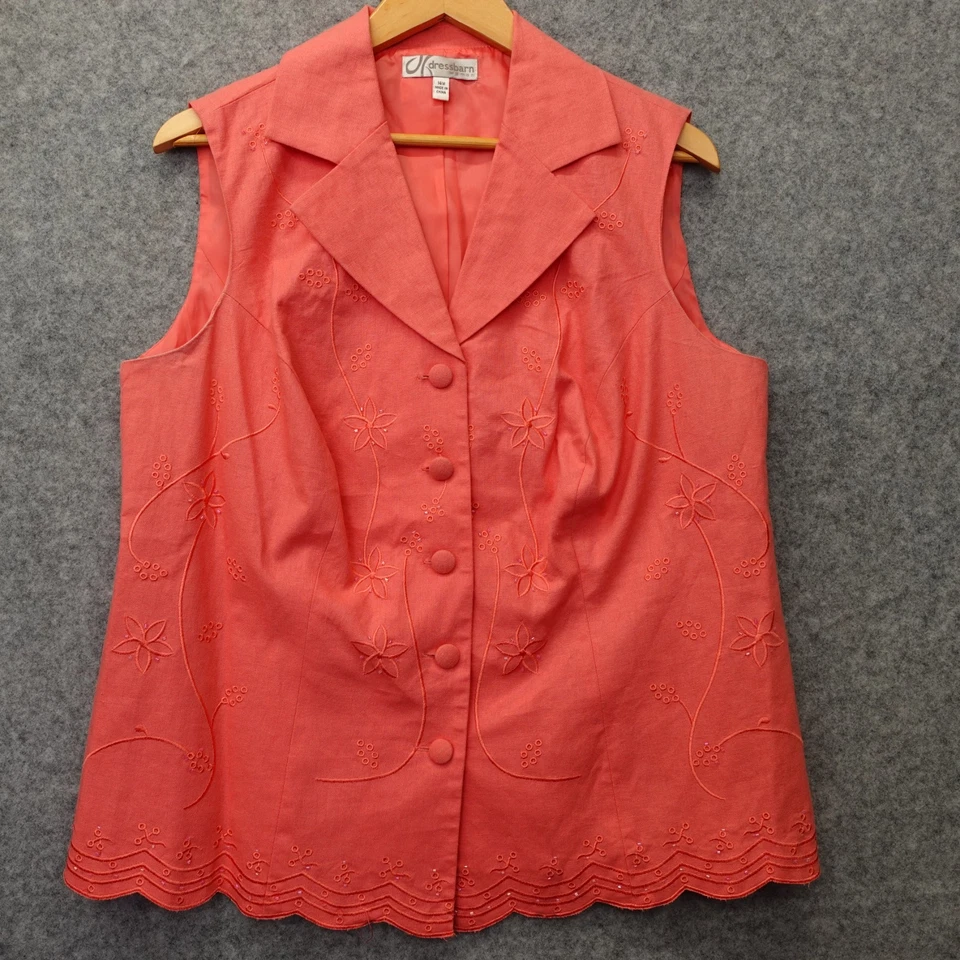 Dressbarn Pantalón Traje Mujer 14W 1X Rosa Salmón Blusa Cuentas Verano 32x27 Foto 2 de 4