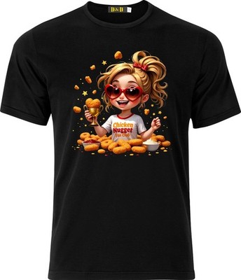 T-Shirt Chicken Nugget Fan Club lustig Humor vollfarbig Baumwolle D.T.F