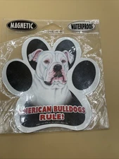 American Bulldogs Rule! 5" Waterproof Dog Paw Print Magnet