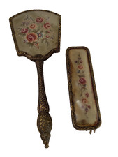 Mirror and Brush Vanity Set Handmade Brass 30cm Antique Original